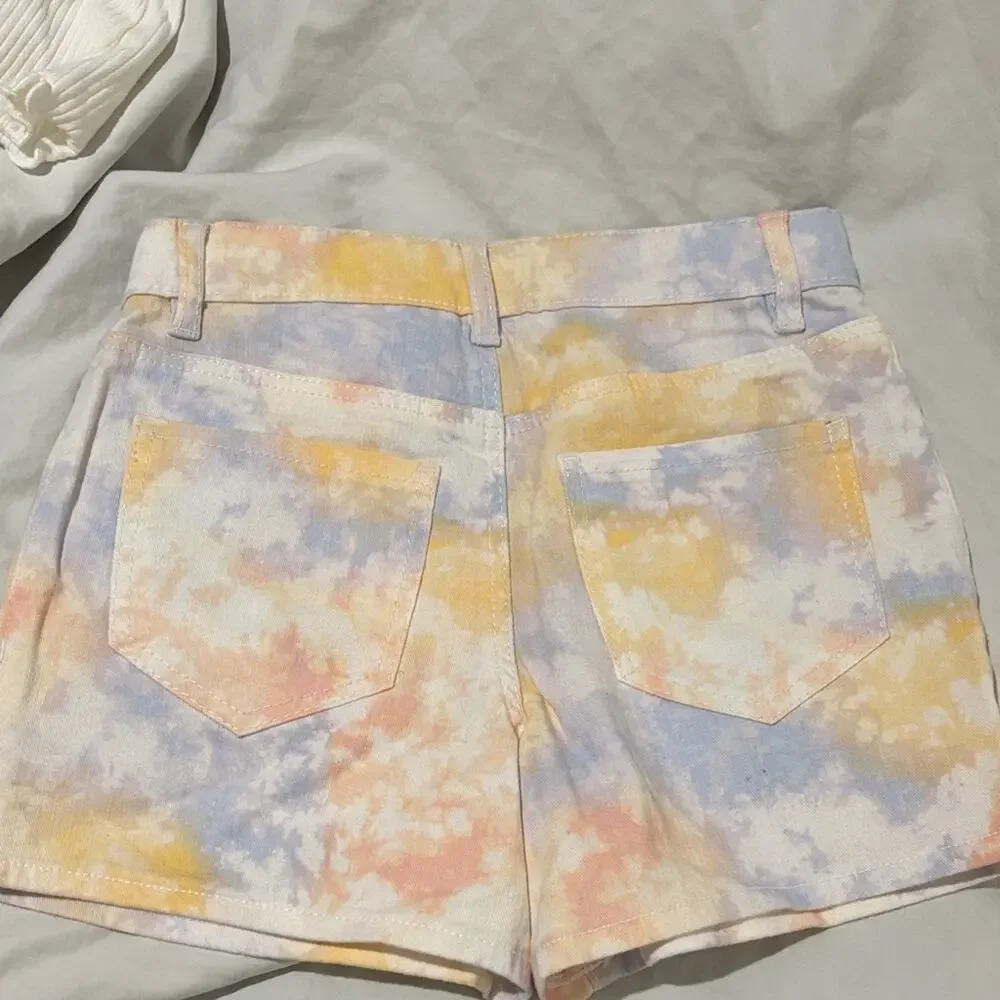 OshKosh B'gosh 8 Pastel Tie-Dye Jean Shorts cotton spandex blend nwt